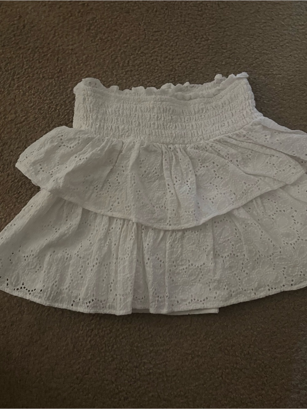 art class White Eyelet Tiered Skirt for Girls